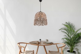 Opviq Tona Lámpara de Araña de Metal Marrón con Macramé